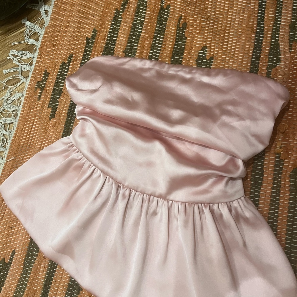 Pink Satin Peplum Top